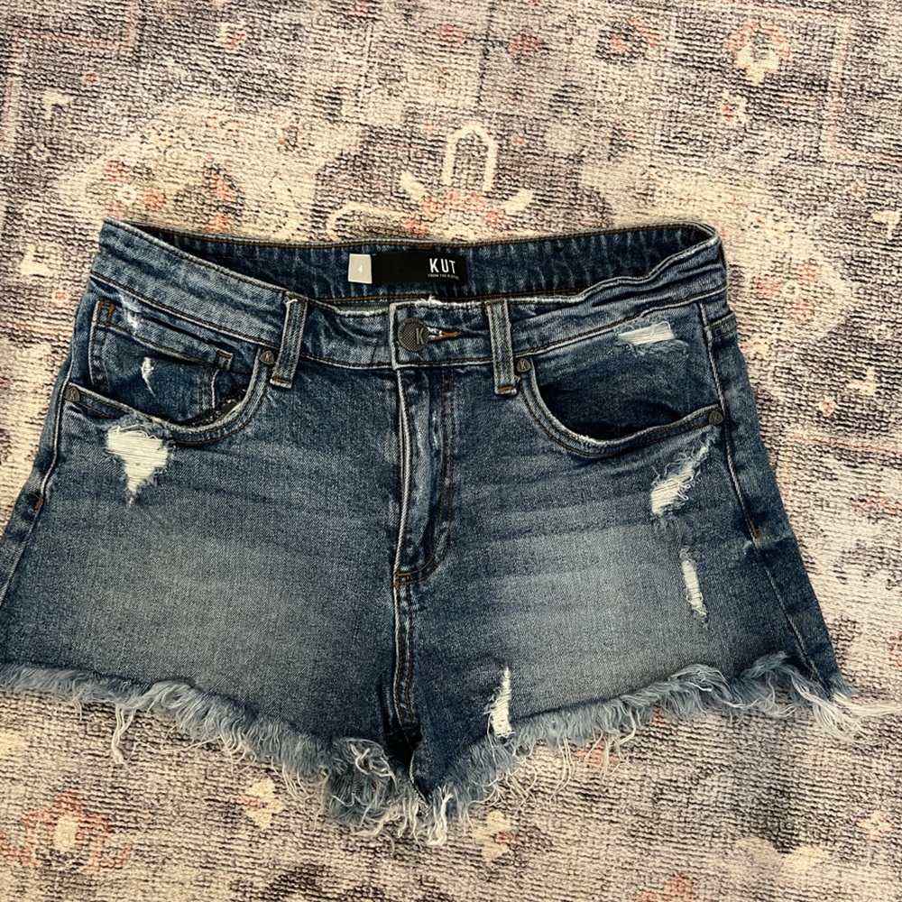 Distressed jean shorts